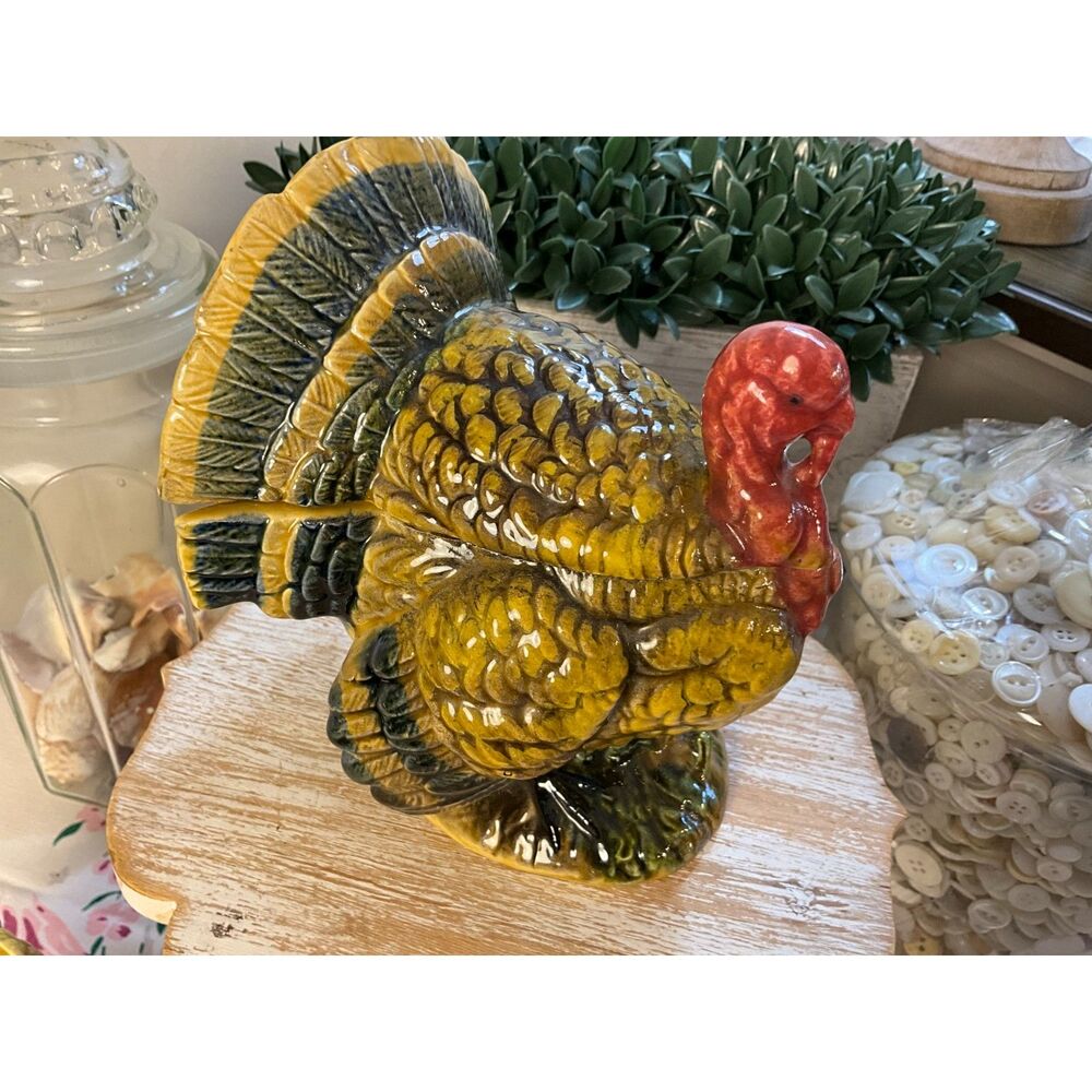 Vintage Thanksgiving turkey covered dish Napco Japan Grandmacore Tablescape